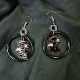 Handmade Earrings Ring and Charm Plague Doctor with Scythe