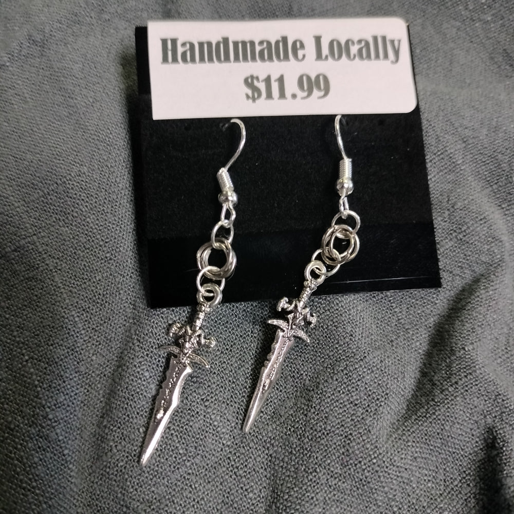 Handmade Dagger Earrings Jewelry Leo Kitty Crafts Silver  