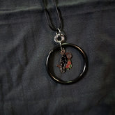 Handmade Necklace With Ring And Charm Crow with Red Roses