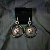 Handmade Earrings Ring and Charm Snake with Skull