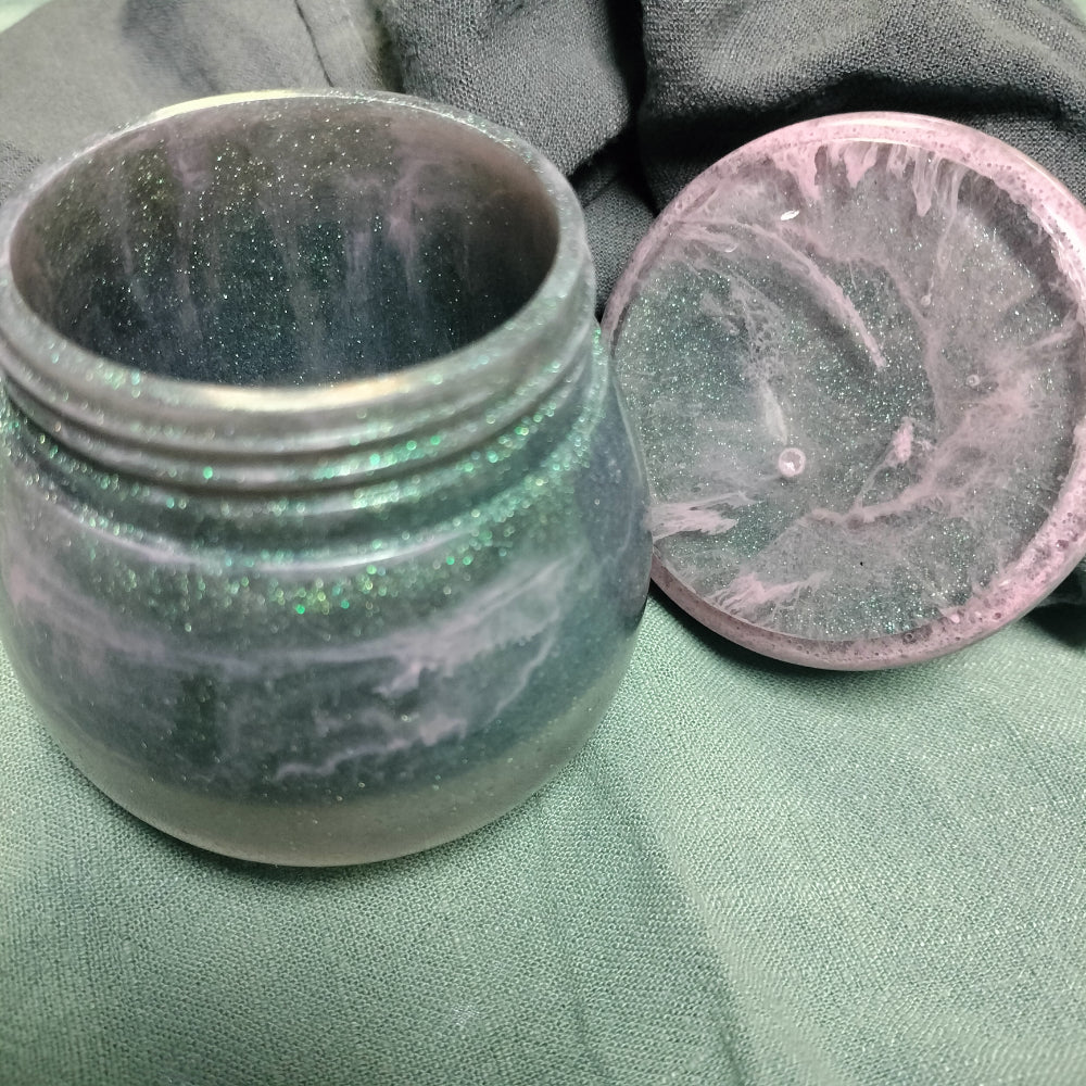 Screw Top Jar Home Decor Foxglove Crafts Purple and Pink Iridescent  