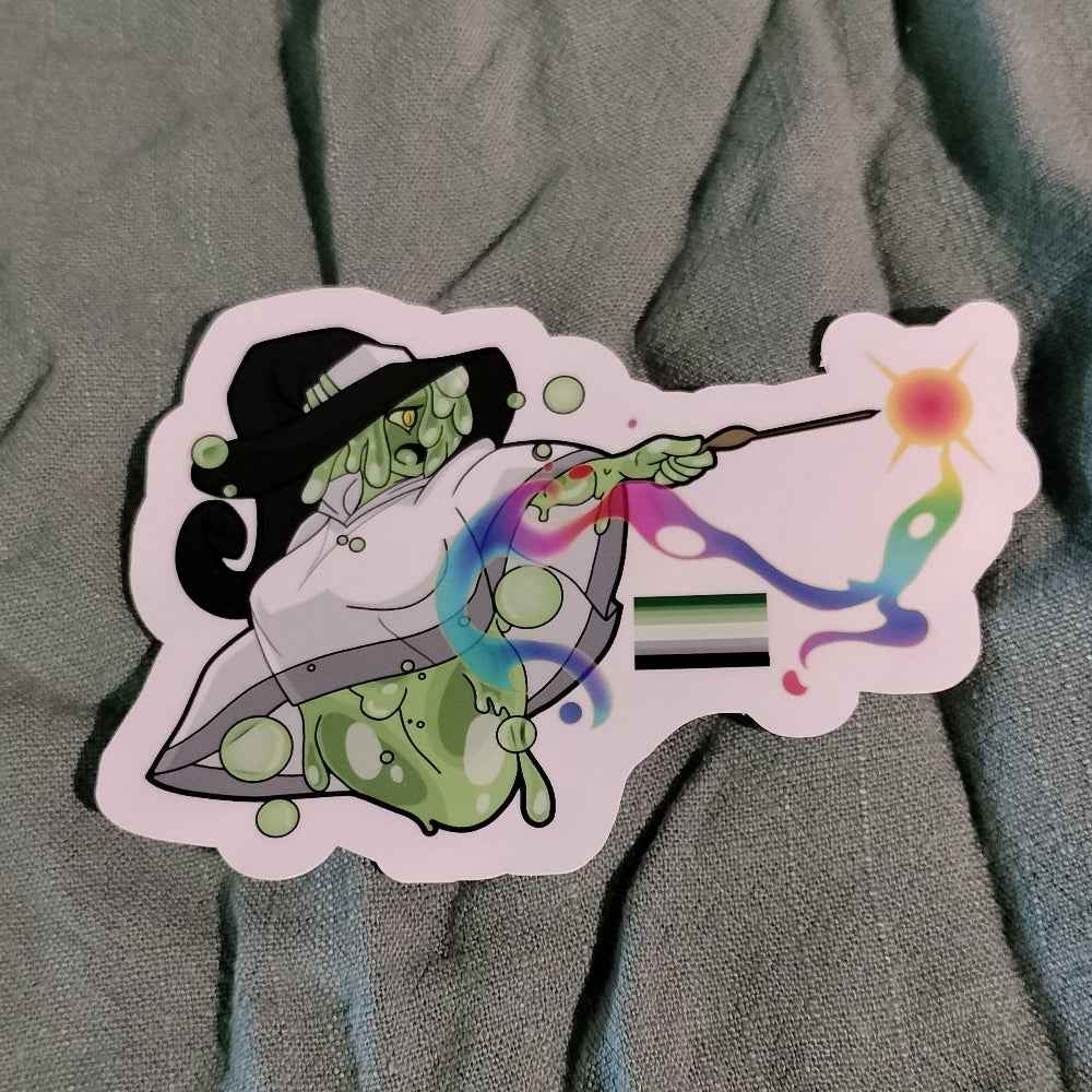 Slime Wizard Pride Flag Stickers Aromantic (alternate design)