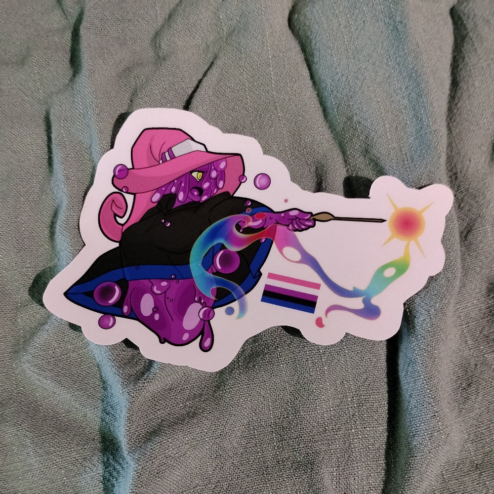 Slime Wizard Pride Flag Stickers Genderfluid