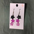 Handmade Beaded Star Earrings Pink and Black