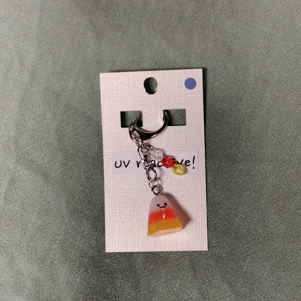 Handmade Candy Corn Ghost Keychain
