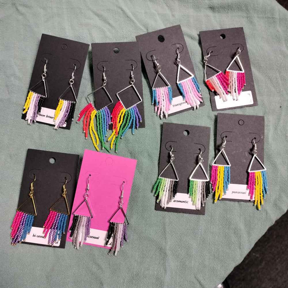 Handmade Beaded Pride Earrings