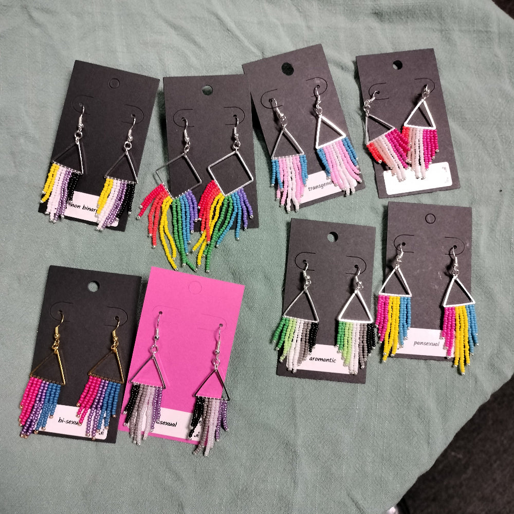 Handmade Beaded Pride Earrings