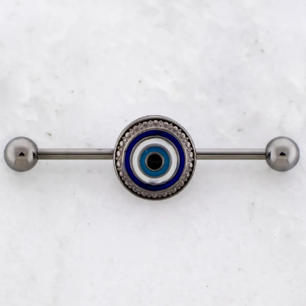 Industrial Barbell Evil Eye Jewelry Metal Mafia   