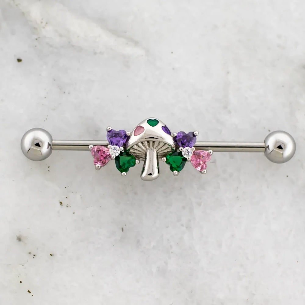 Industrial Barbell Mushrooms and Flowers Jewelry Metal Mafia   