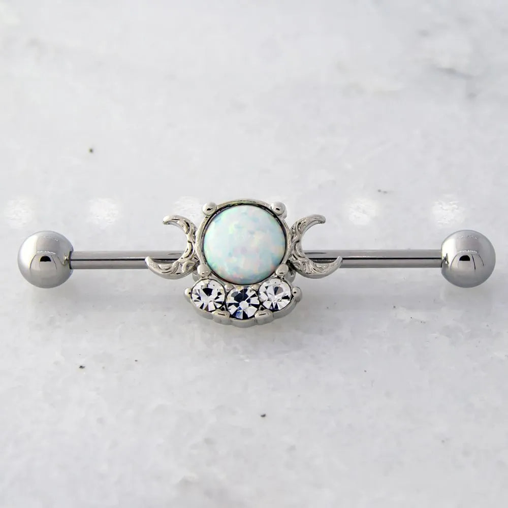 Industrial Barbell Opal and Moons Jewelry Metal Mafia   