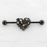 Industrial Barbell Black Heart with Gems