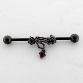 Industrial Barbell Skeleton Hand with Heart Gem