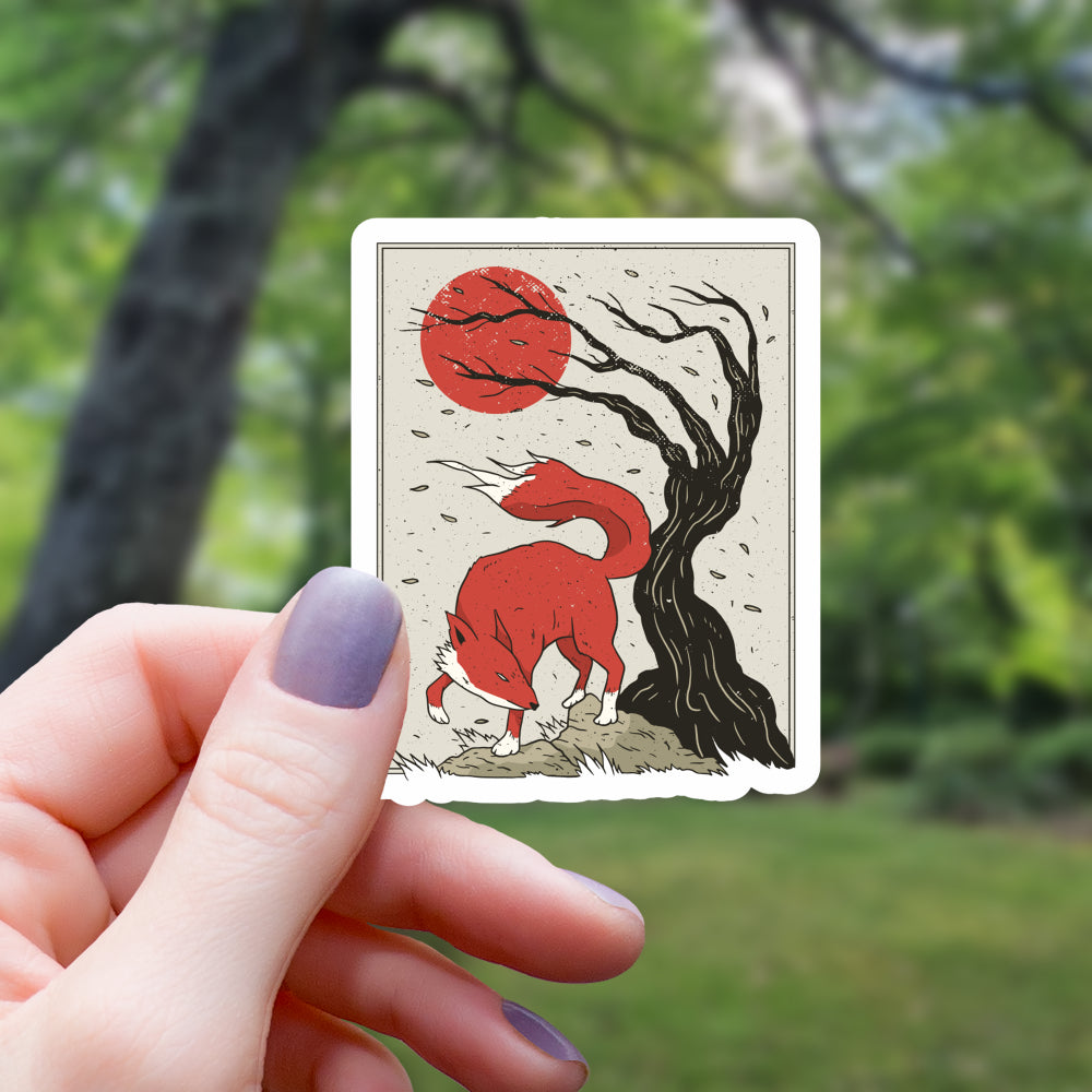 Japanese Painting Style Fox Sticker Sticker Mimic Gaming Co   