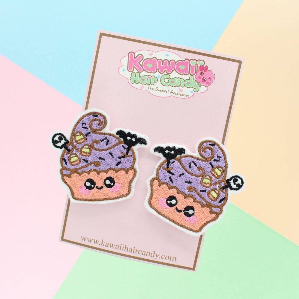 Kawaii Candy Corn Cupcake Hair Clip Set