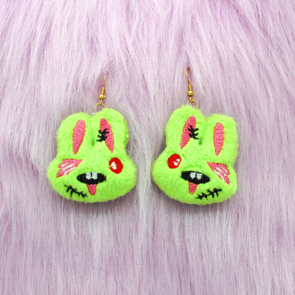 Kawaii Zombie Bunny Plush Earrings Jewelry Kawaii Hair Candy   
