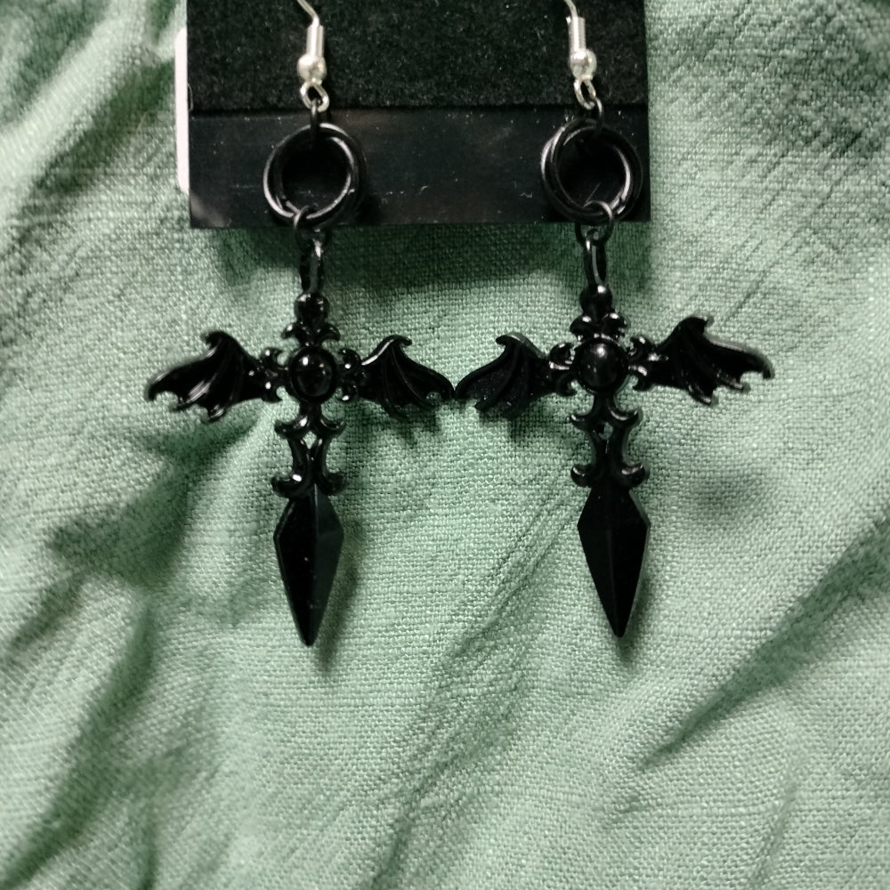 Handmade Winged Sword Earrings Jewelry Leo Kitty Crafts   