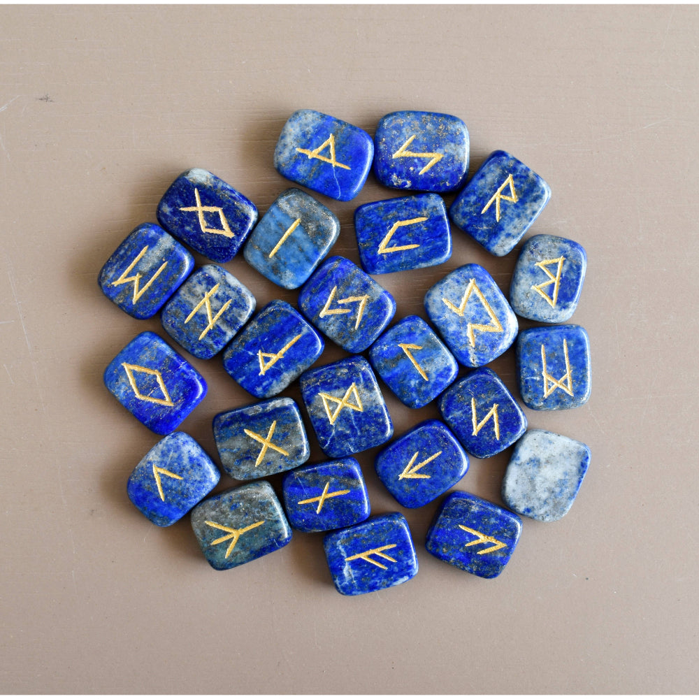 Lapis Lazuli Futhark Rune Set Witchcraft AK Healing Crystals   