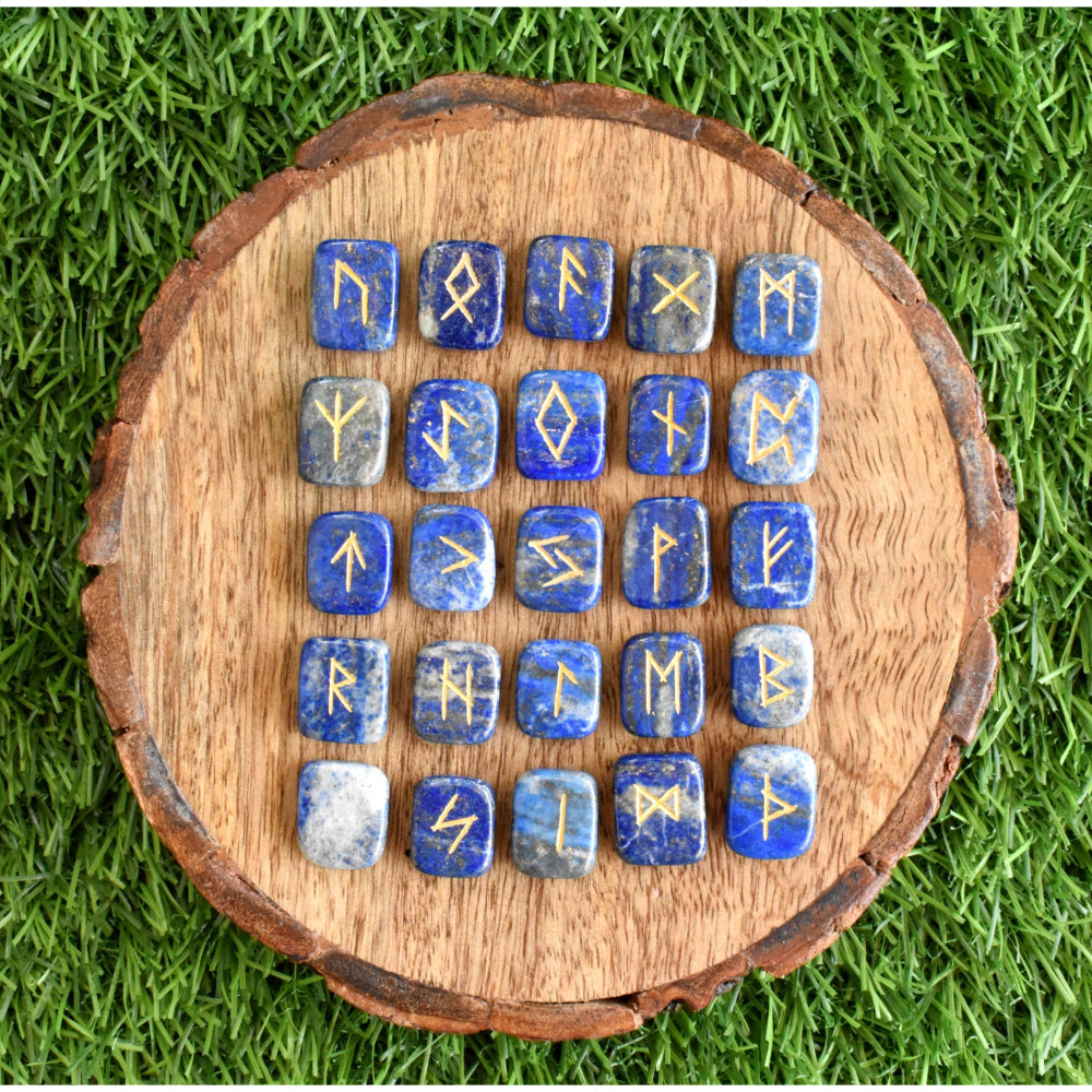 Lapis Lazuli Futhark Rune Set Witchcraft AK Healing Crystals   