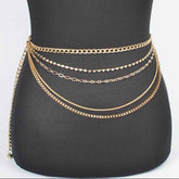 Layered Adjustable Chain Belt Gold