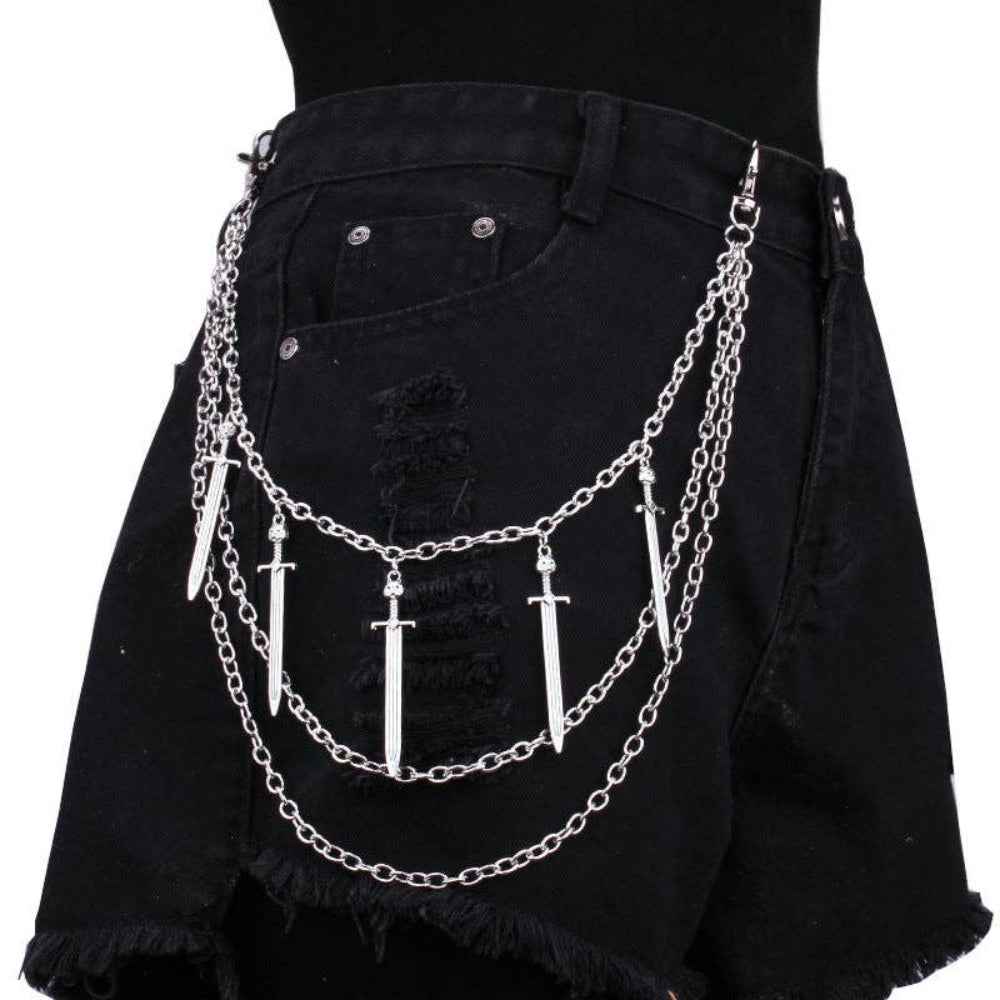 Layered Sword Pendant Waist Chain