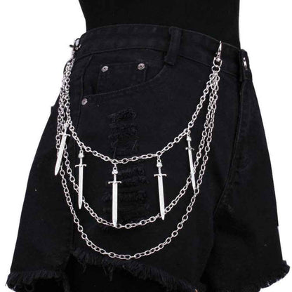 Layered Sword Pendant Waist Chain