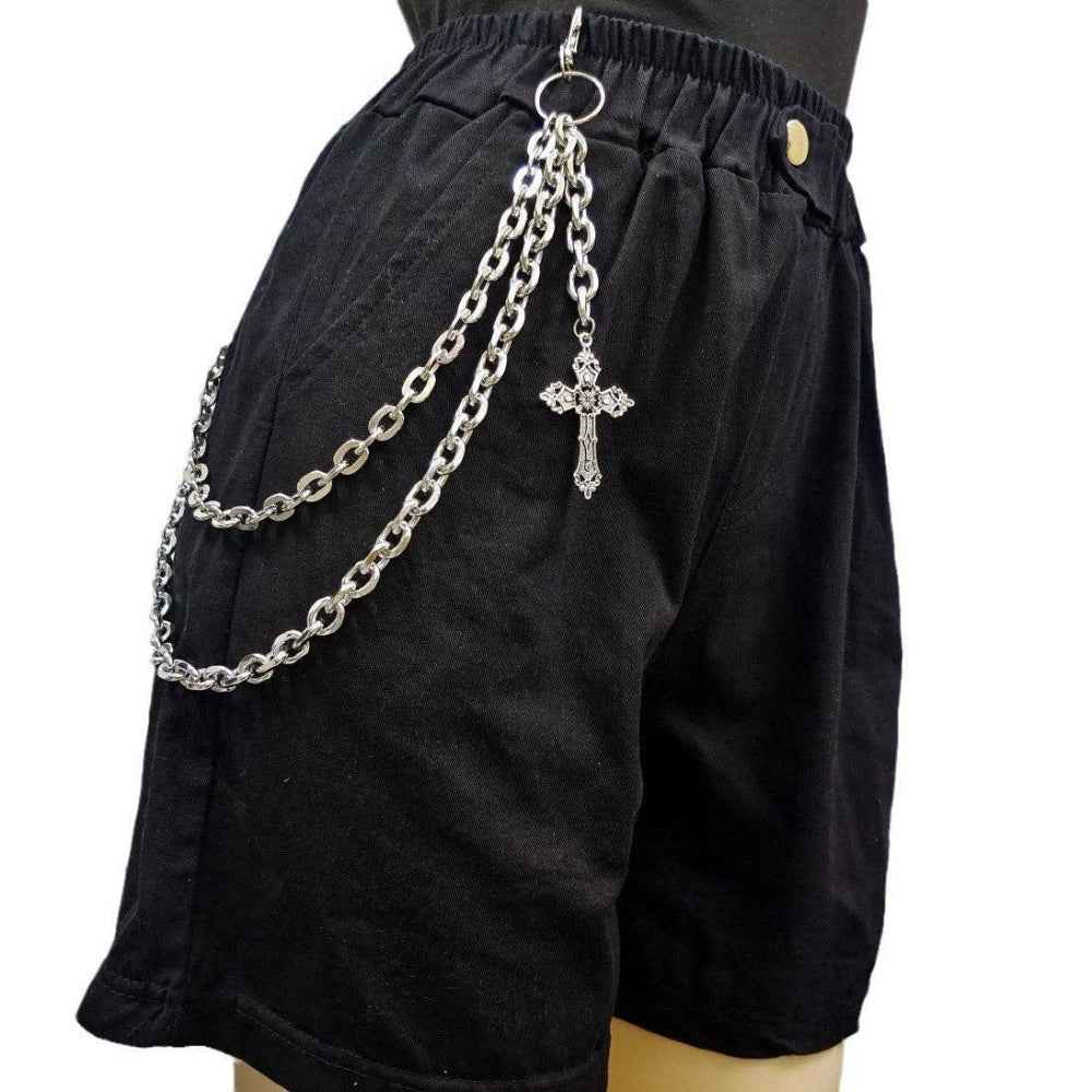 Layered Waist Chain With Cross Pendant