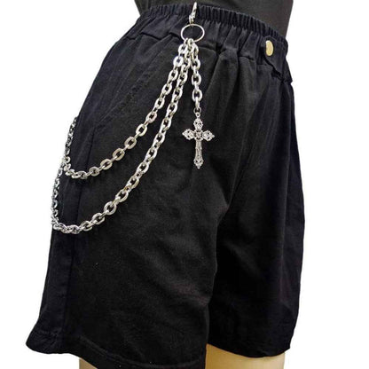 Layered Waist Chain With Cross Pendant