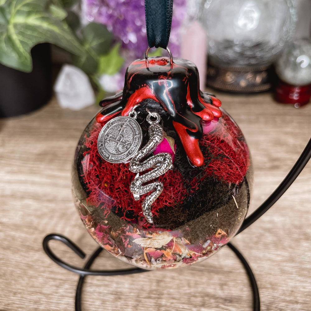 Lilith Hanging Witch Ball Witchcraft Moondust and Raven   