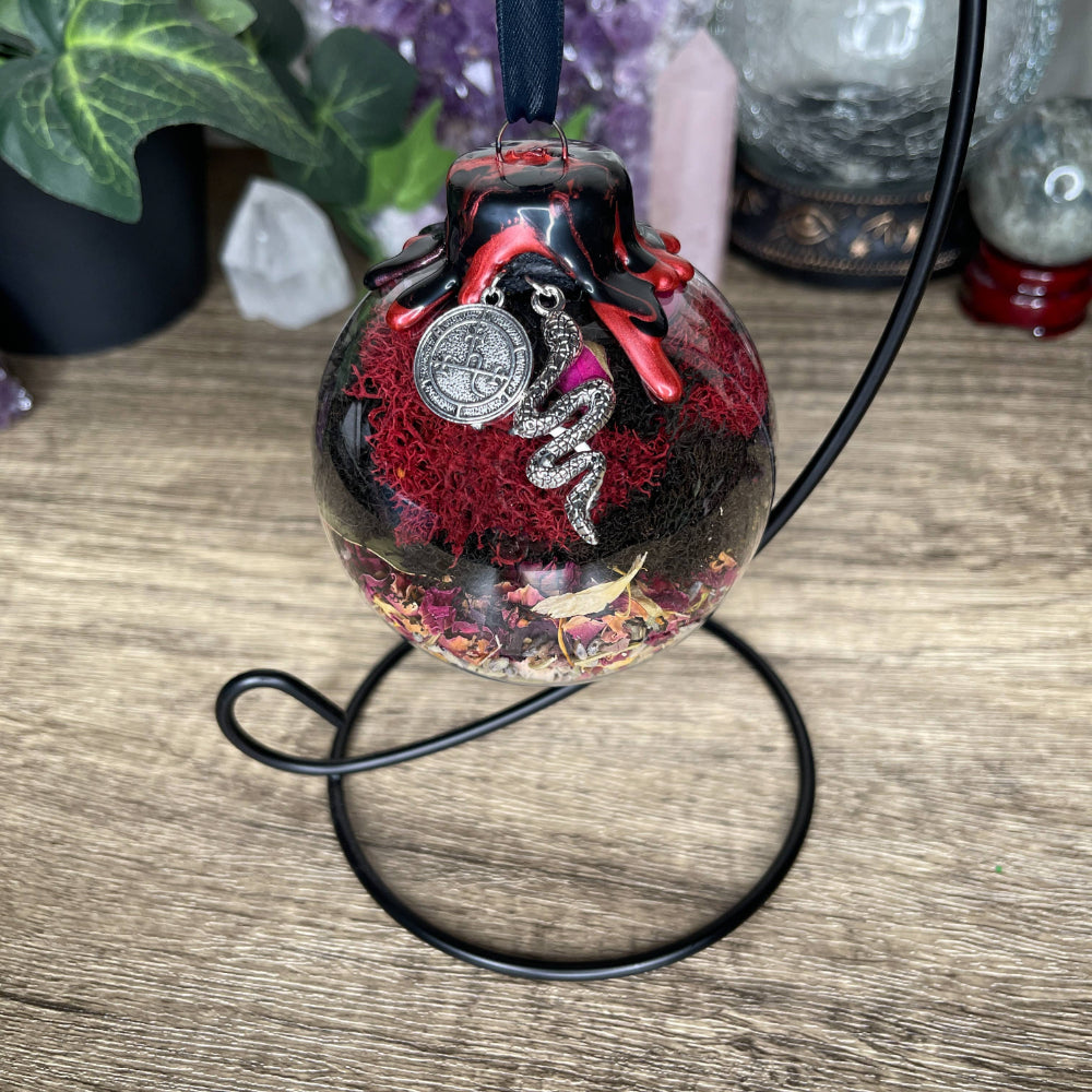 Lilith Hanging Witch Ball Witchcraft Moondust and Raven   