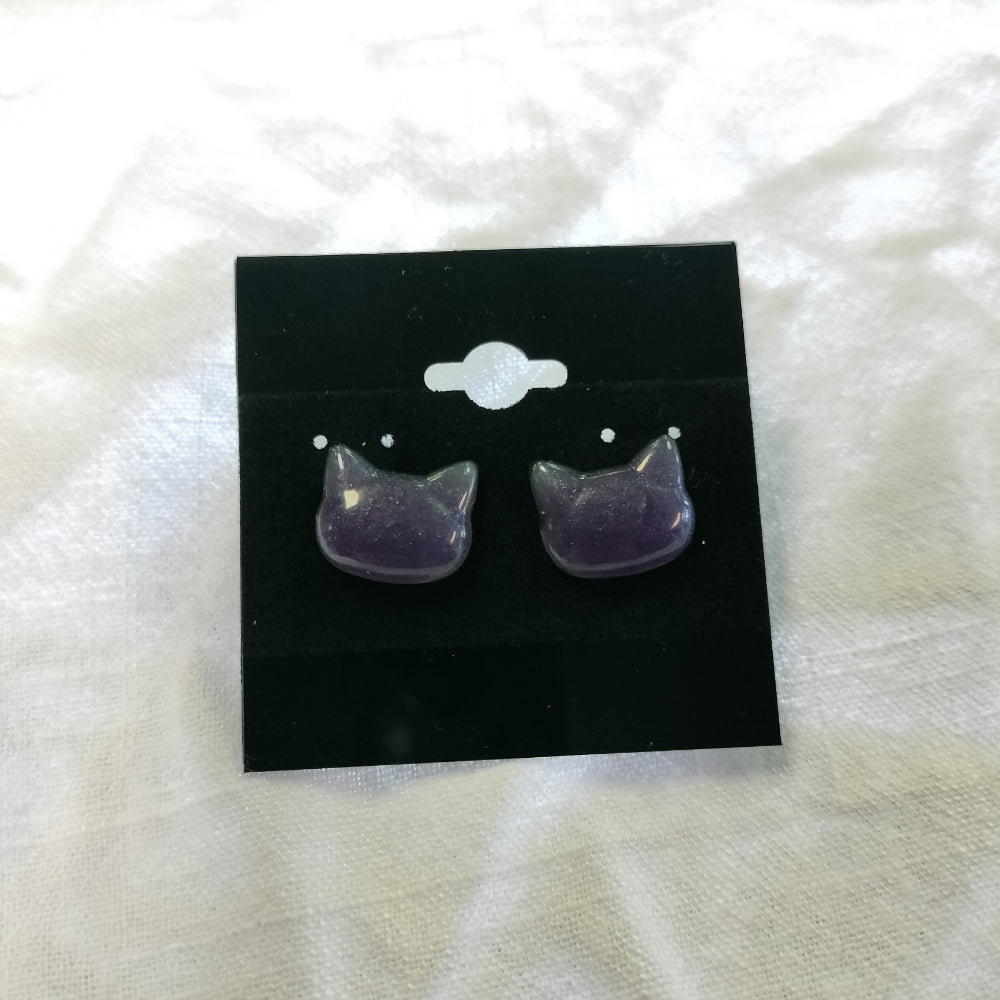 Handmade Cat Studs Medium Purple
