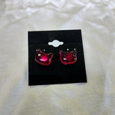Handmade Cat Studs Medium Red