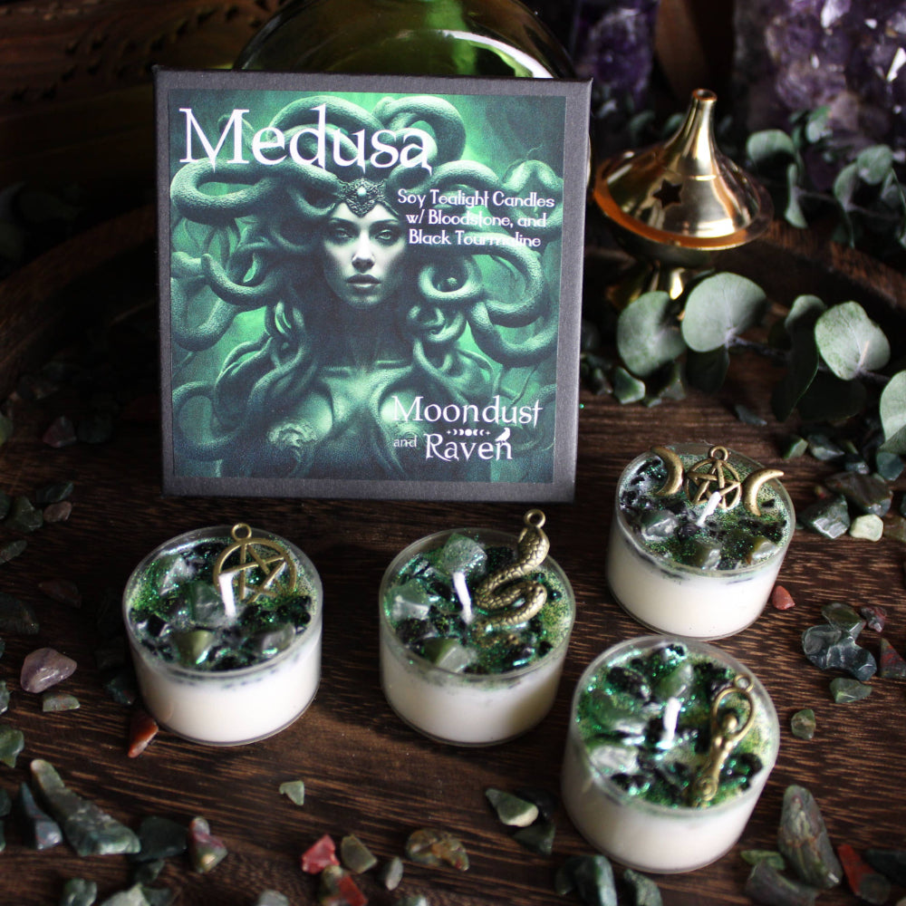Medusa Tealight Candles Witchcraft Moondust and Raven   