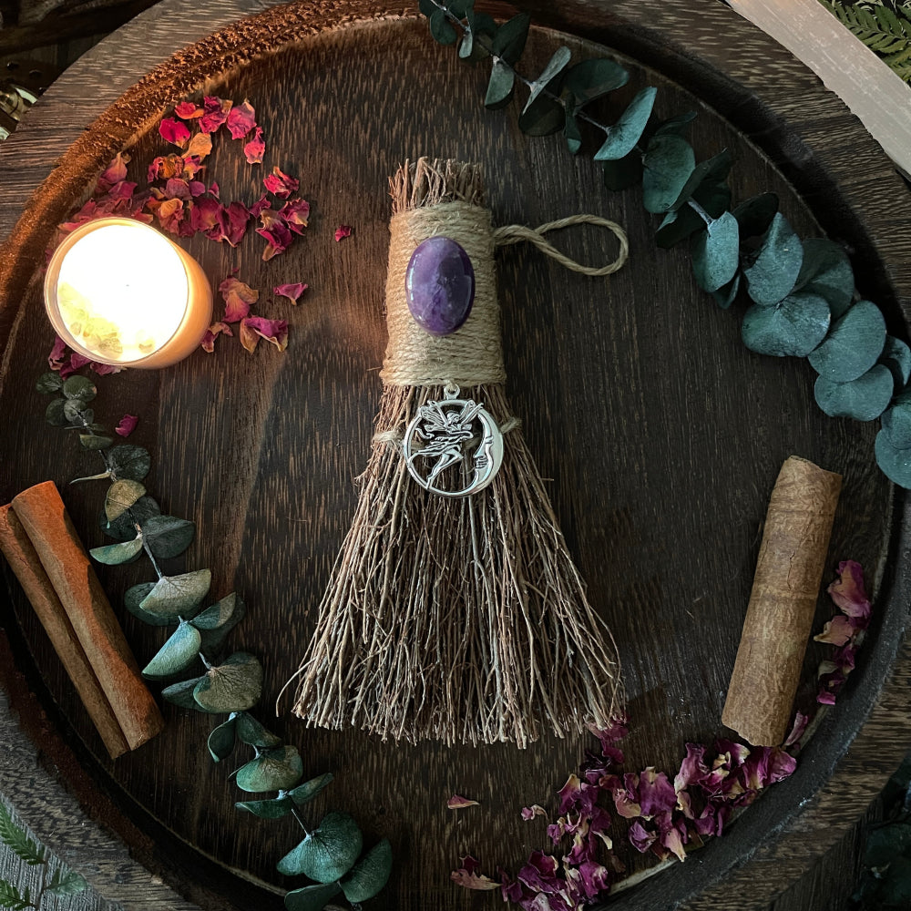 Moon Fairy Witch's Besom Witchcraft Moondust and Raven   