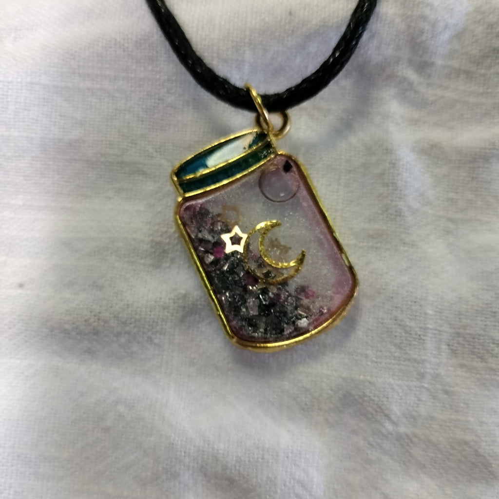 Handmade Magic Potion Shaker Necklace Jewelry Pink Star Arts Moon  