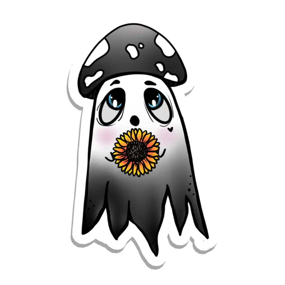 Mushroom Ghost with Sunflower Vinyl Sticker Sticker Rebel and Siren   