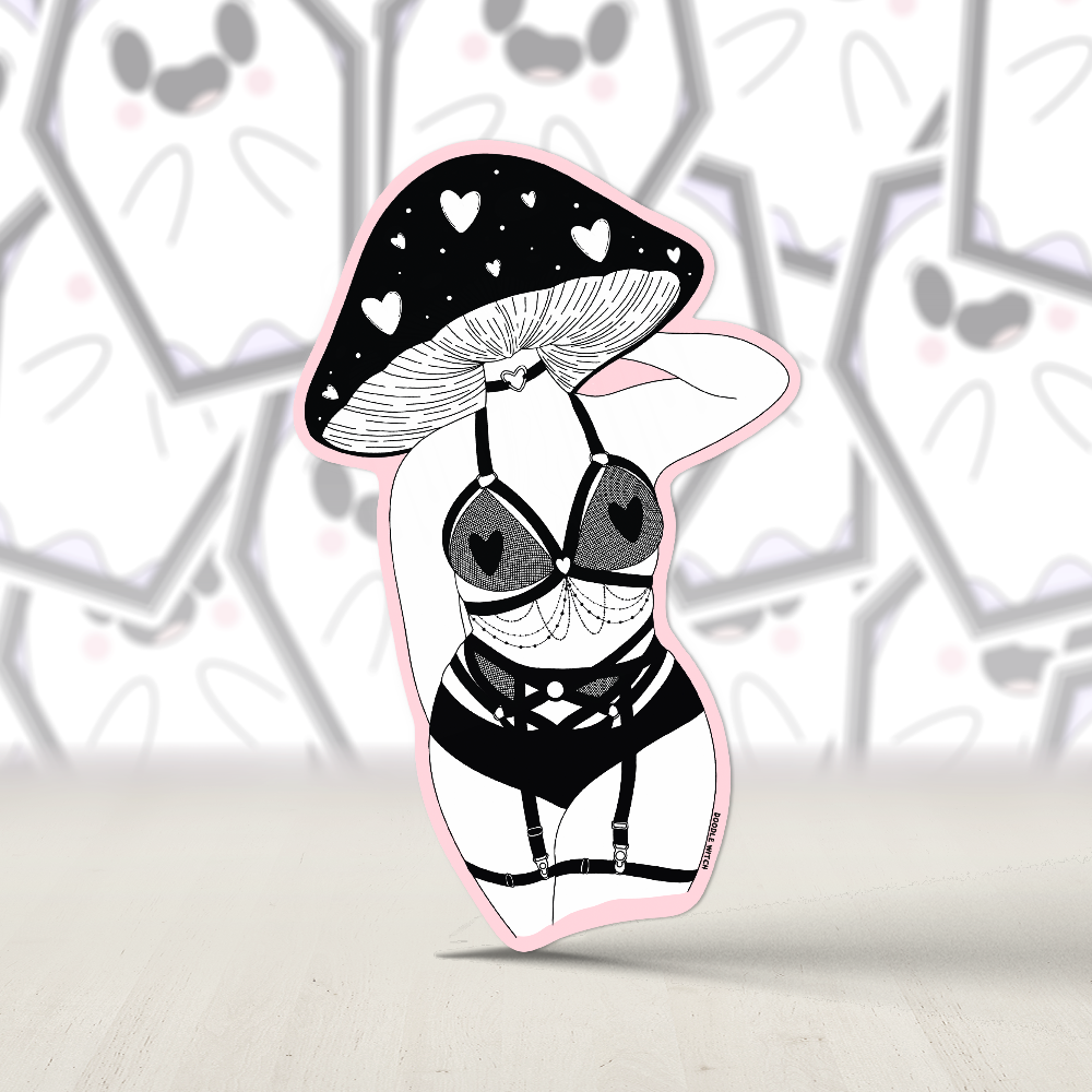 Mushroom Head Hearts Sticker