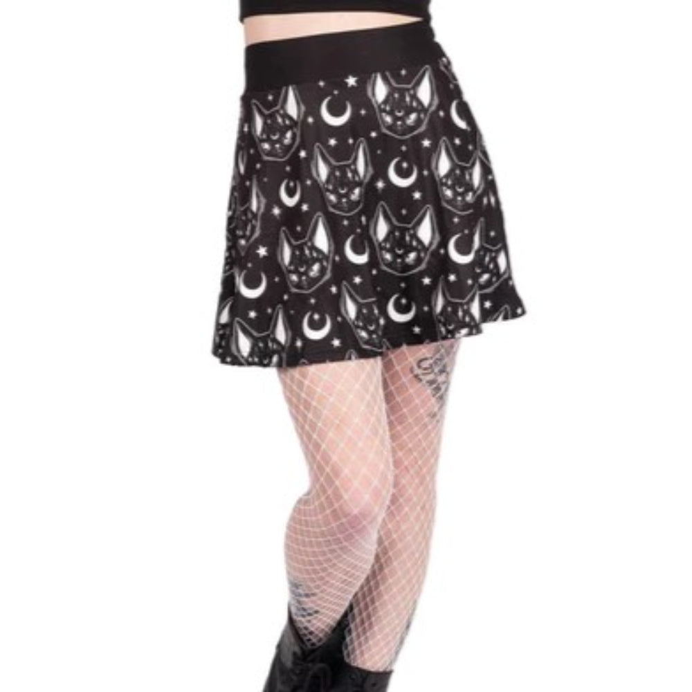 Mystical Cat Familiar Skater Skirt Clothing Too Fast   