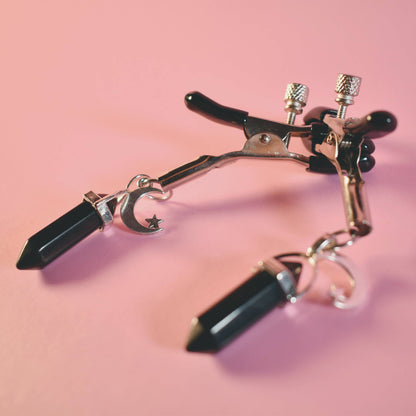 Nipple Clamps Moon and Black Crystal
