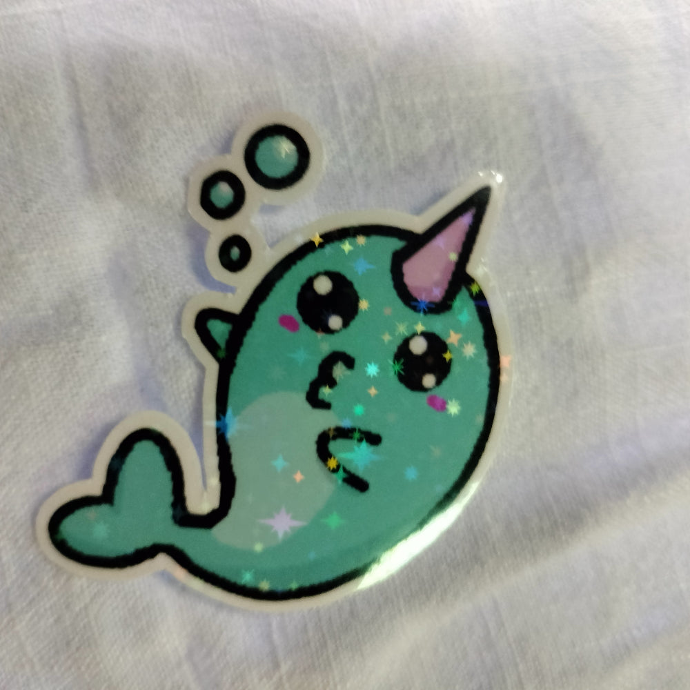 Narwhal Bubbles Sticker Sticker Pink Star Arts   