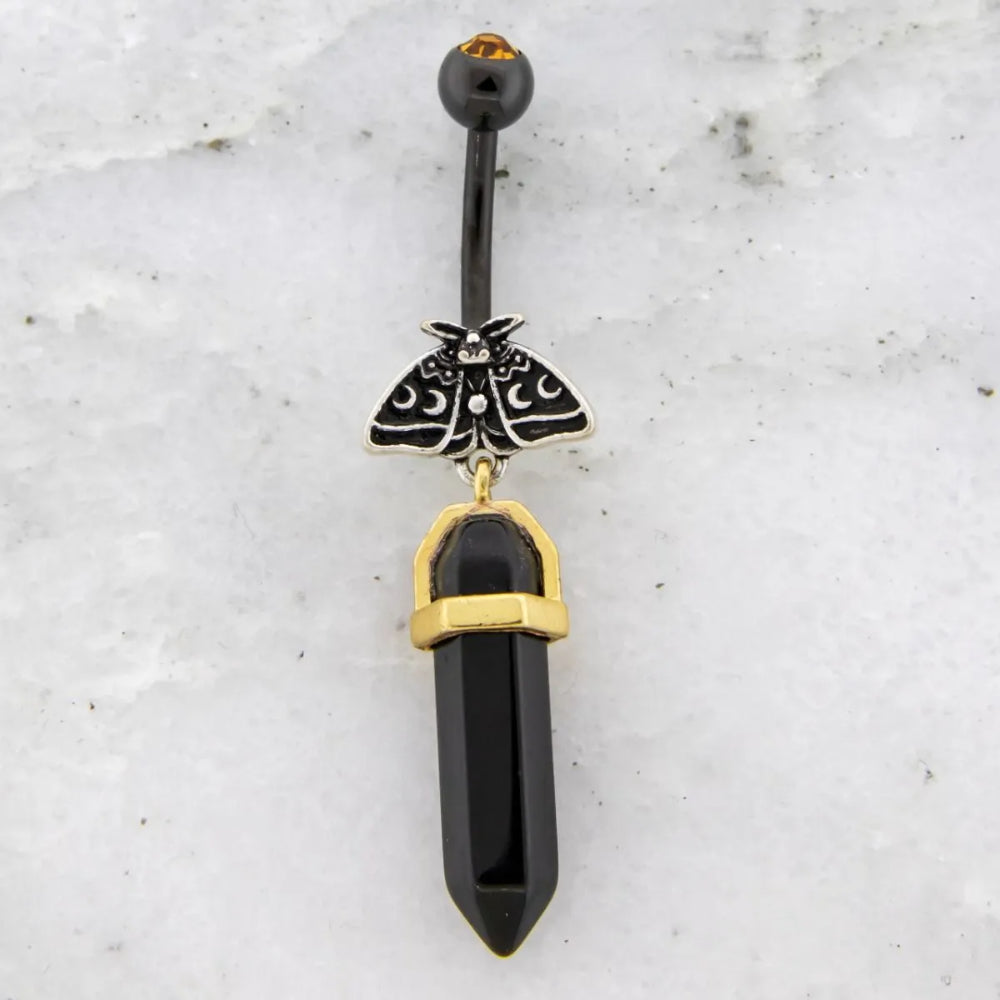 Navel Ring Moth and Crystal Jewelry Metal Mafia   