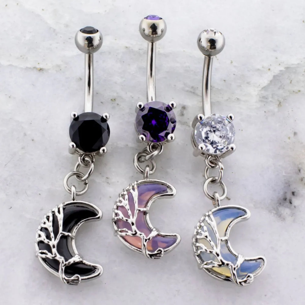 Navel Ring Opalite Moon