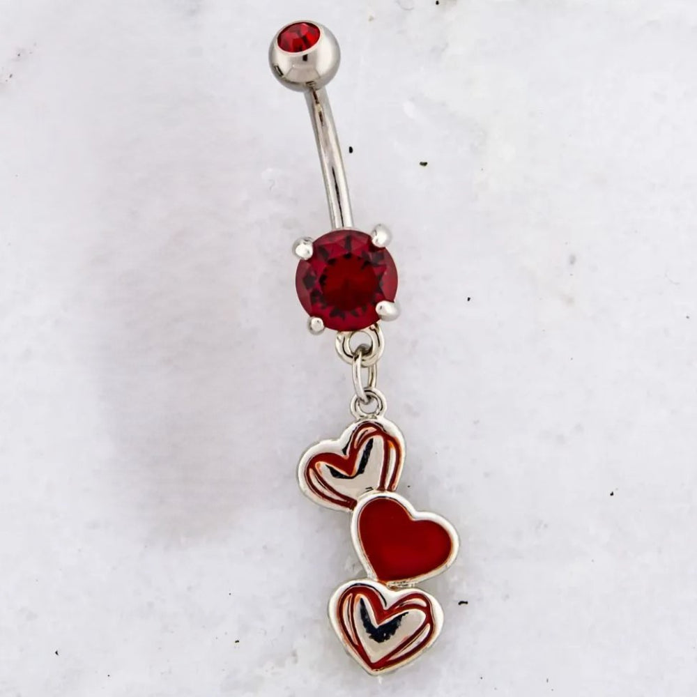 Navel Ring Scribbled Hearts