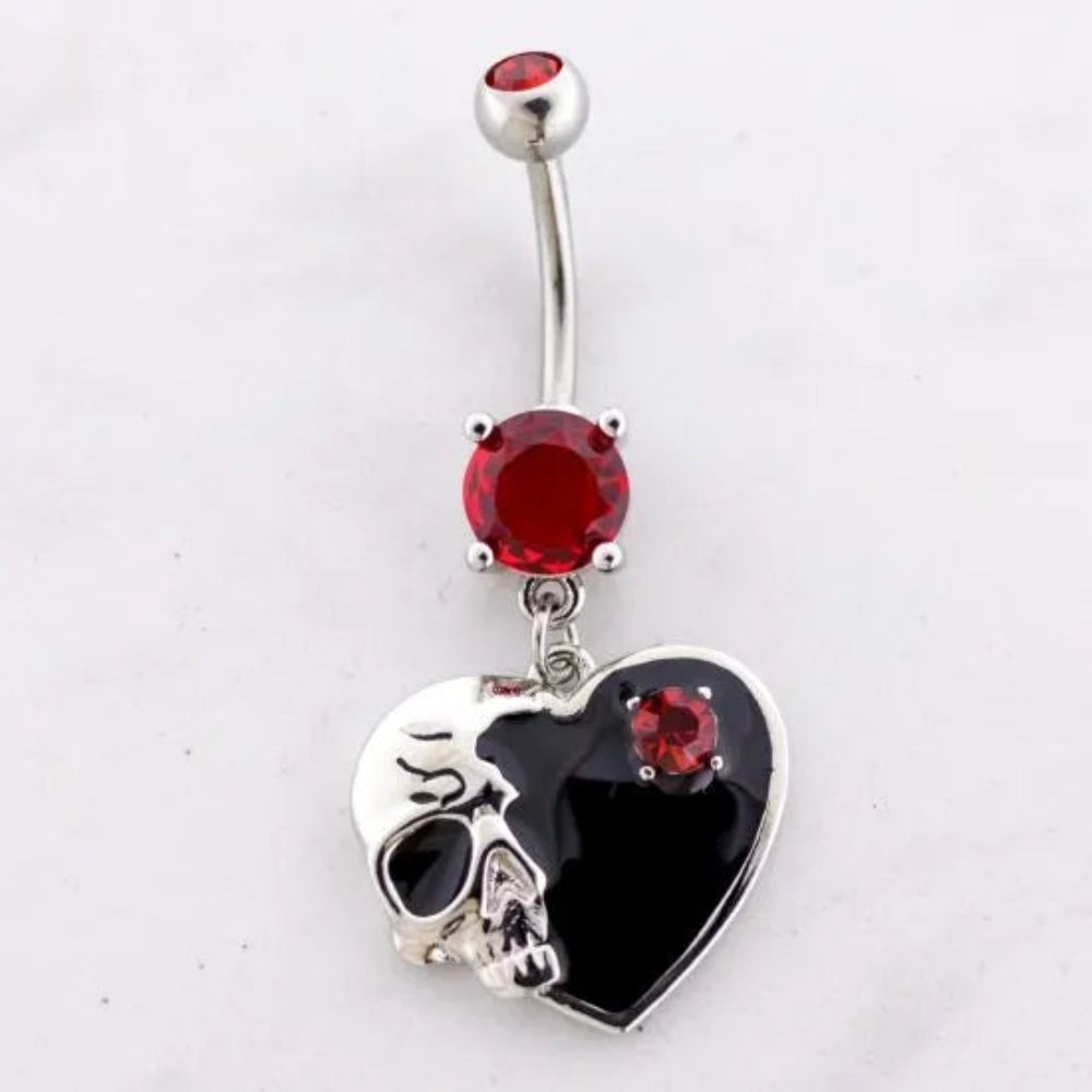 Navel Ring Skull Heart
