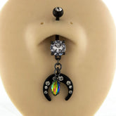 Navel Ring Gem and Crescent Moon