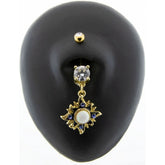 Navel Ring Gold and Blue Sun with Opal