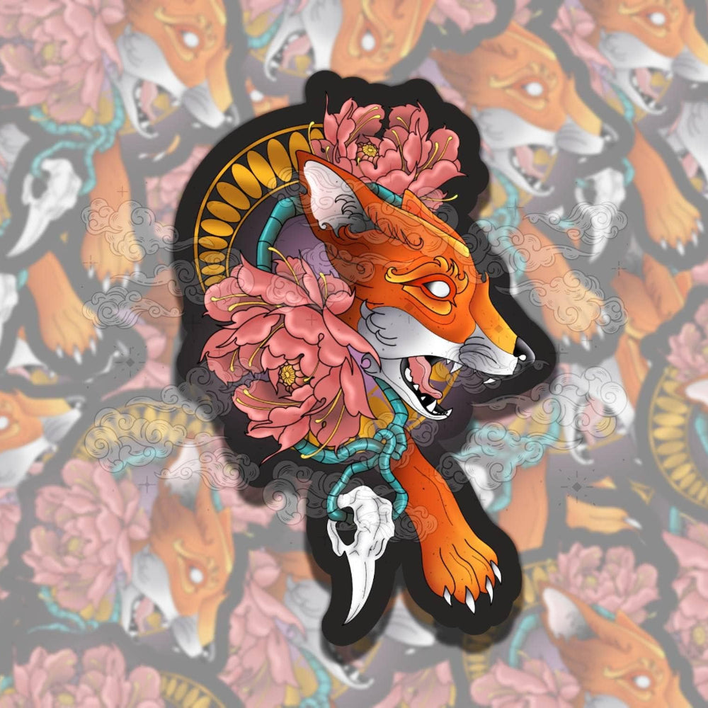 Neotraditional Fox Vinyl Sticker