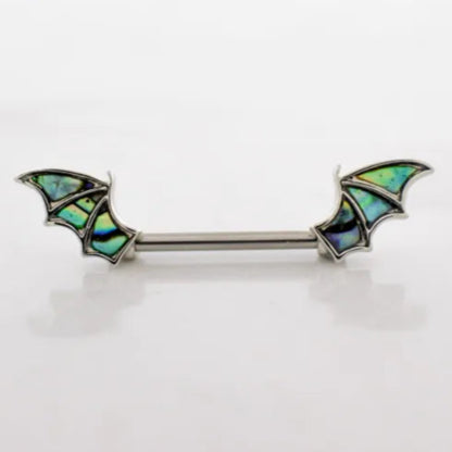 Nipple Ring Abalone Shell Bat Wings