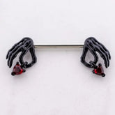 Nipple Ring Skeleton Hands with Hearts