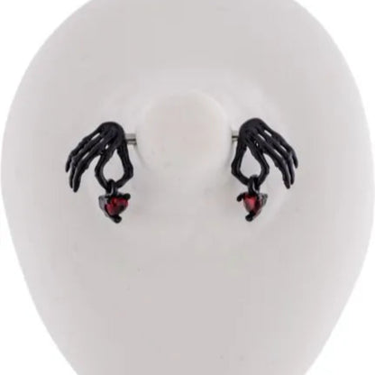 Nipple Ring Skeleton Hands with Hearts