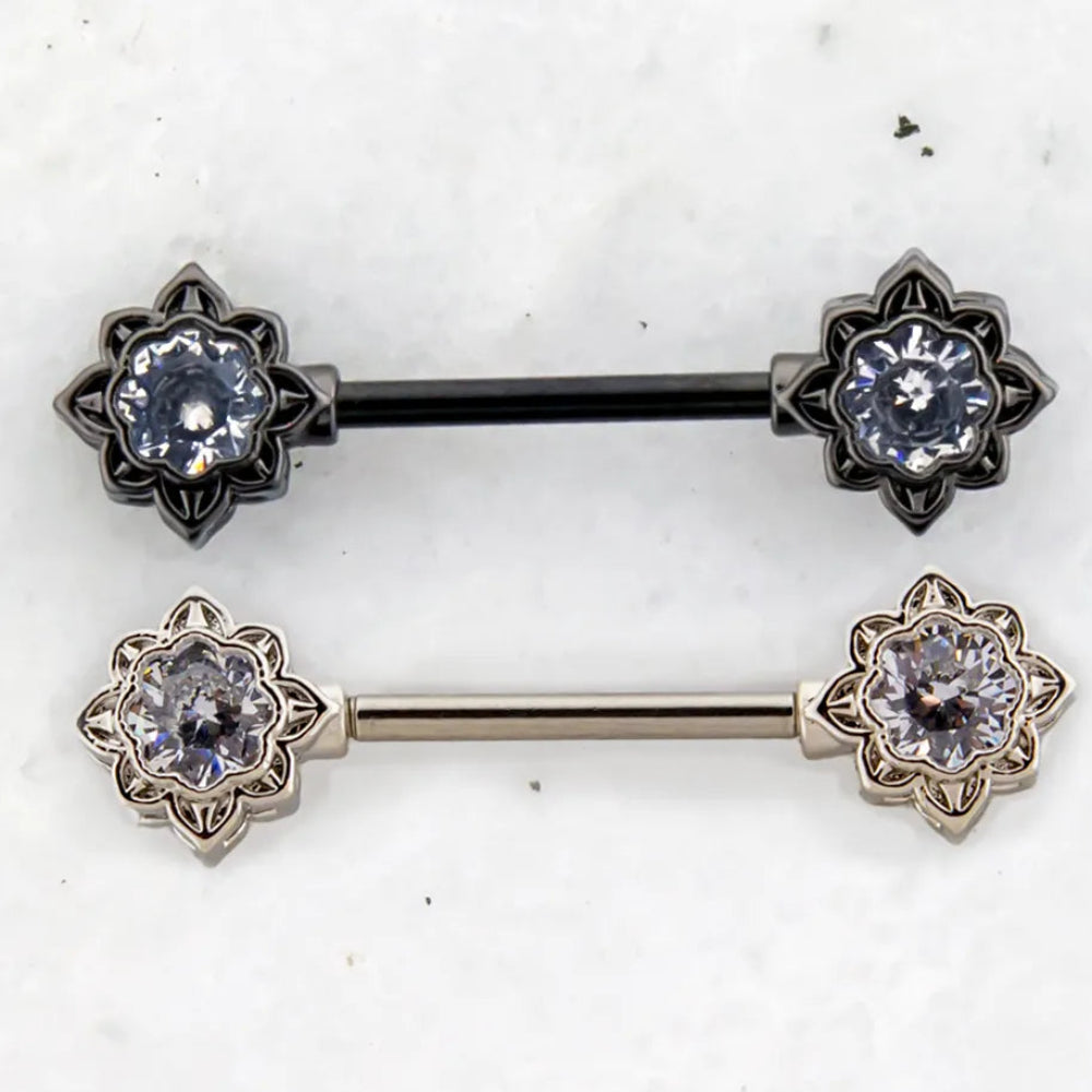 Nipple Ring Gem Flowers